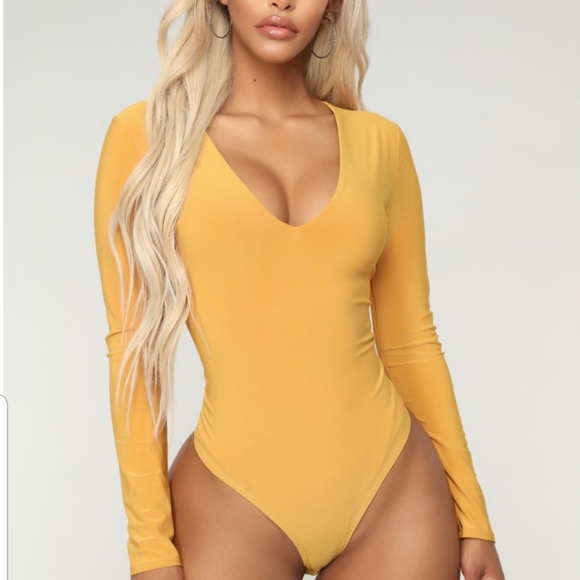 Fashion Nova Tops - Fashion Nova yellow bodysuit